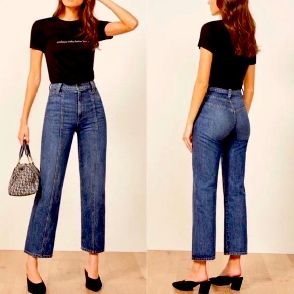 SOLD⭐️SOLD⭐️Reformation 70s Stud Jean High Waisted Crop Baltic Wash Jeans 25 - Picture 10 of 10